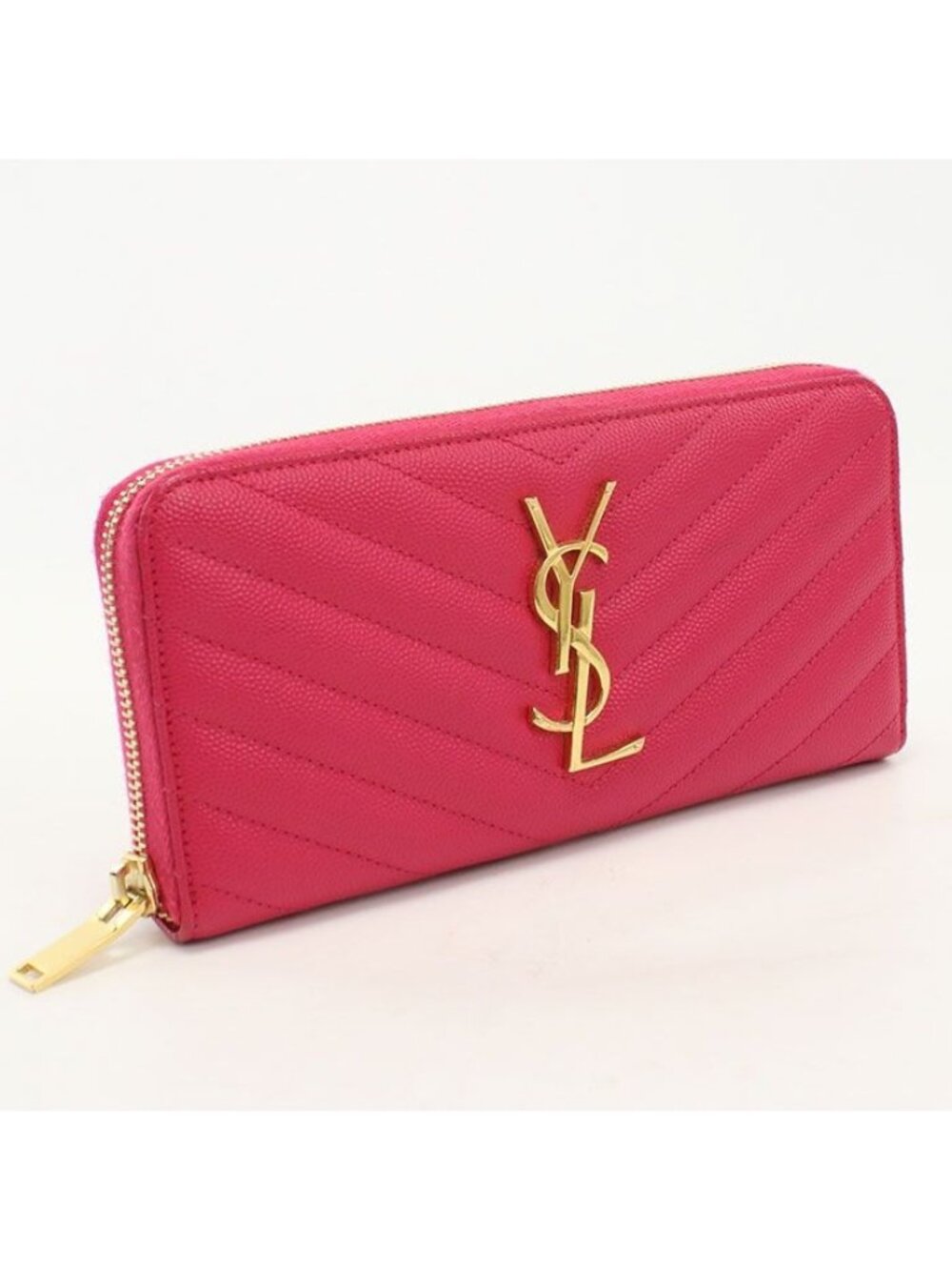 Saint Laurent Full Zip Wallet Cassandra Zip Around Calfskin